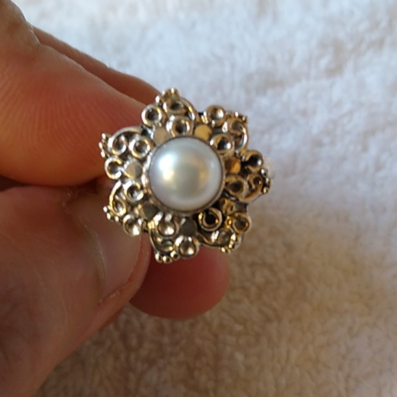 Sterling Pearl North Star Ring (8) - Picture 3 of 7
